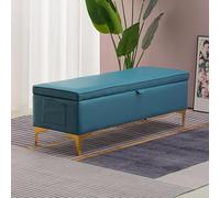 WLCNYL Banc Ottoman de Rangement 47" avec Poche latérale, Repose-Pieds rembourré, Tabouret rectangulaire pour entrée, Banc à Chaussures avec Couvercle à charnière, Banc de Bout de lit pour Chambre