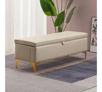 WLCNYL Banc Ottoman de Rangement 47" avec Poche latérale, Repose-Pieds rembourré, Tabouret rectangulaire pour entrée, Banc à Chaussures avec Couvercle à charnière, Banc de Bout de lit pour Chambre
