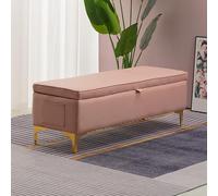 WLCNYL Banc Ottoman de Rangement 47" avec Poche latérale, Repose-Pieds rembourré, Tabouret rectangulaire pour entrée, Banc à Chaussures avec Couvercle à charnière, Banc de Bout de lit pour Chambre