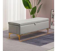 WLCNYL Banc Ottoman de Rangement 47" avec Poche latérale, Repose-Pieds rembourré, Tabouret rectangulaire pour entrée, Banc à Chaussures avec Couvercle à charnière, Banc de Bout de lit pour Chambre