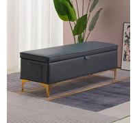 WLCNYL Banc Ottoman de Rangement de 119 cm avec Poche latérale, Repose-Pieds rembourré, Tabouret rectangulaire pour entrée, Banc à Chaussures avec Couvercle à charnière, Banc de Bout de lit pour c