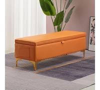 WLCNYL Banc Ottoman de Rangement de 119 cm avec Poche latérale, Repose-Pieds rembourré, Tabouret rectangulaire pour entrée, Banc à Chaussures avec Couvercle à charnière, Banc de Bout de lit pour c