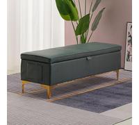 WLCNYL Banc Ottoman de Rangement de 119 cm avec Poche latérale, Repose-Pieds rembourré, Tabouret rectangulaire pour entrée, Banc à Chaussures avec Couvercle à charnière, Banc de Bout de lit pour c