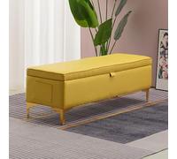 WLCNYL Banc Ottoman de Rangement de 119 cm avec Poche latérale, Repose-Pieds rembourré, Tabouret rectangulaire pour entrée, Banc à Chaussures avec Couvercle à charnière, Banc de Bout de lit pour c