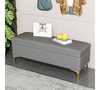 WLCNYL Banc Ottoman de Rangement pour Chambre à Coucher, Banc à Chaussures de Luxe rembourré en Cuir synthétique, Repose-Pieds de Rangement Moderne pour entrée, Salon (60 x 40 x 43 cm, Gris 1)