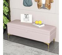 WLCNYL Banc Ottoman de Rangement pour Chambre à Coucher, Banc à Chaussures de Luxe rembourré en Cuir synthétique, Repose-Pieds de Rangement Moderne pour entrée, Salon (60 x 40 x 43 cm, Rose)