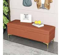 WLCNYL Banc Ottoman de Rangement pour Chambre à Coucher, Banc à Chaussures de Luxe rembourré en Cuir synthétique, Repose-Pieds de Rangement Moderne pour entrée, Salon (100 x 40 x 43 cm, Orange)