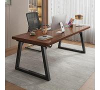 WLCNYL Bureau d'ordinateur en Bois, Pieds en Bois véritable Naturel et métal, Bureau à Domicile - Poste de Travail de Direction Industriel pour Jeux, Travail, études
