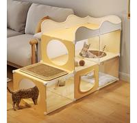 WLCNYL Cage pour Chat d'intérieur, Parc pour Chat, enclos Multicouches, DIY, Transparent, Multi-Portes, Facile à Monter, Maison pour Chat, pour 1 à 2 Chats, Jaune (5 Compartiments)