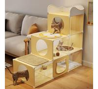WLCNYL Cage pour Chat d'intérieur, Parc pour Chat, enclos Multicouches, DIY, Transparent, Multi-Portes, Facile à Monter, Maison pour Chat, pour 1 à 2 Chats, Jaune (6 Compartiments)