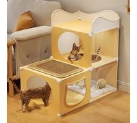 WLCNYL Cage pour Chat d'intérieur, Parc pour Chat, enclos Multicouches, DIY, Transparent, Multi-Portes, Facile à Monter, Maison pour Chat, pour 1 à 2 Chats, Jaune (3 grilles)
