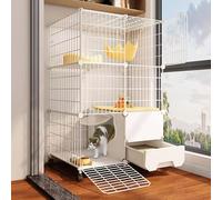 WLCNYL Cage pour Chat, enclos pour Chat d'intérieur, Grand Parc pour Chat, Parc pour Animaux avec bac à litière, Niche métallique Amovible, Cage Mobile pour Chat, Charge 20 kg, Blanc (75 x 39,5 x