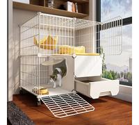 WLCNYL Cage pour Chat, enclos pour Chat d'intérieur, Grand Parc pour Chat, Parc pour Animaux avec bac à litière, Niche métallique Amovible, Cage Mobile pour Chat, Charge 20 kg, Blanc (29,5 x 15,3