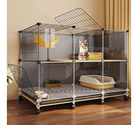 WLCNYL Cages pour Chats Noirs d'intérieur, enclos pour Chats Catio, Parc pour Chats avec Couvercle, Cage à roulettes pour furets, Chinchillas, Lapins et Petits Animaux (106 x 46 x 82 cm)