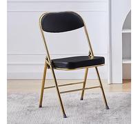 WLCNYL Chaises Pliantes avec Coussin et Dossier rembourrés, chaises Pliables en métal pour la Maison et Le Bureau, pour événements intérieurs et extérieurs (Taille : Pieds dorés + Cuir PU Noir)