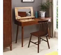 WLCNYL Coiffeuse avec Miroir et Tabouret, Table de Maquillage en Bois pour Chambre à Coucher, Coiffeuse pour Filles et Femmes, pour Chambre Moderne et Petit Espace (100 cm, Couleur café)