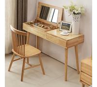 WLCNYL Coiffeuse avec Miroir et Tabouret, Table de Maquillage en Bois pour Chambre à Coucher, Coiffeuse pour Filles et Femmes, pour Chambre Moderne et Petit Espace (120 cm, Couleur Bois)
