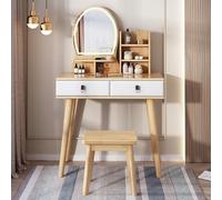 WLCNYL Coiffeuse avec Miroir et tiroirs, Coiffeuse avec Tabouret, Meuble de Maison, Coiffeuse de Chambre à Coucher, Ensemble de tabourets, pour Chambre à Coucher, Fille et Femme (Couleur : Bois BL