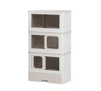 WLCNYL Enclos pour Chat à 3 Niveaux, Cage d'intérieur pour Chat, Parc pour Chat à Monter soi-même, Pliable, Rangement, avec bac à litière fermé, Design Coulissant, Combinaison Libre, pour 1 à 2 ch