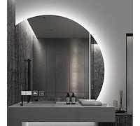 WLCNYL Miroir de Salle de Bain Moderne, Miroir de Salle de Bain Demi-Cercle coupé Gauche/Droite avec lumières, miroirs de Salle de Bain antibuée pour Mur, Miroir éclairé à intensité Variable
