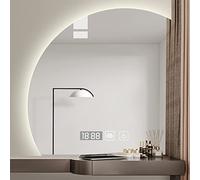 WLCNYL Miroir de Salle de Bain Moderne, Miroir de Salle de Bain Demi-Cercle coupé Gauche/Droite avec lumières, miroirs de Salle de Bain antibuée pour Mur, Miroir éclairé à intensité Variable