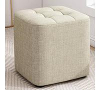WLCNYL Repose-Pieds rectangulaire en Lin, Repose-Pieds Moderne avec Assise rembourrée et Cadre en Bois Massif, Banc à Chaussures rembourré pour Salon, Chambre, entrée (29 x 29 x 29 cm, Kaki)