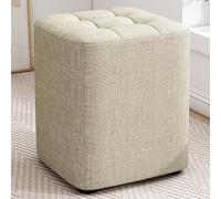 WLCNYL Repose-Pieds rectangulaire en Lin, Repose-Pieds Moderne avec Assise rembourrée et Cadre en Bois Massif, Banc à Chaussures rembourré pour Salon, Chambre, entrée (29 x 29 x 35 cm, Kaki)