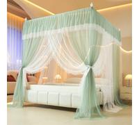 WLCNYL Rideaux de lit à baldaquin, 4 Coins, Rideau à baldaquin de Princesse for Filles et Adultes, Double Couche en Dentelle Confortable, Rideau à Volants for lit Queen Size, King Size