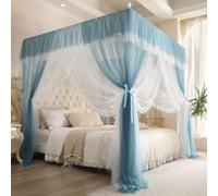 WLCNYL Rideaux de lit à baldaquin, 4 Coins, Rideau à baldaquin de Princesse for Filles et Adultes, Double Couche en Dentelle Confortable, Rideau à Volants for lit Queen Size, King Size