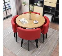 WLCNYL Table à Manger Ronde pour 4 avec chaises, Table Basse et Chaise combinées, Table à Manger de Salon de Balcon, Table de Loisirs, Chaise en Cuir PU de Style rétro, Pieds en métal, Convient pou