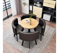WLCNYL Table à Manger Ronde pour 4 avec chaises, Table Basse et Chaise combinées, Table à Manger de Salon de Balcon, Table de Loisirs, Chaise en Cuir PU de Style rétro, Pieds en métal, Convient pou