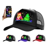 WLDOCA Casquette Baseball LED RVB Programmable - Contrôle par APP, Affichage à Message Défilant pour Hommes Femmes, Extérieur, Fêtes, Pêche, Course,Noir