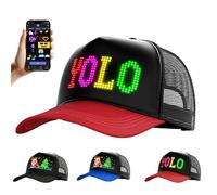 WLDOCA Casquette Baseball LED RVB Programmable - Contrôle par APP, Affichage à Message Défilant pour Hommes Femmes, Extérieur, Fêtes, Pêche, Course,Rouge