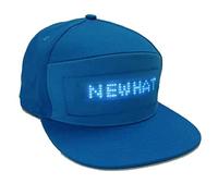 WLDOCA Casquette de Baseball LED colorée programmable avec contrôle par Application Bluetooth Rechargeable par USB Lumineuse pour fêtes Sportives Concerts carnavals Bars Clubs de Noël,Bleu,A