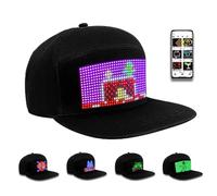 WLDOCA Casquette de Baseball programmable avec Message d'affichage à défilement de Chapeau LED Bluetooth RVB Supporte l'animation de Texte d'image pour Noël dans Les Bars des boîtes de Nuit,Noir,A