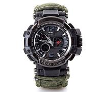 WLDOCA Multifonction étanche Militaire Tactique Paracord Montre Montre de Survie en Plein air pour Hommes Montres de Sport avec Boussole thermomètre pour Sports de Plein air Camping,F