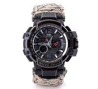 WLDOCA Multifonction étanche Militaire Tactique Paracord Montre Montre de Survie en Plein air pour Hommes Montres de Sport avec Boussole thermomètre pour Sports de Plein air Camping,B