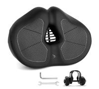 WLDOCA Selle de vélo Extra Large sans Nez avec Mousse à mémoire de Forme - Selle imperméable pour Hommes et Femmes, Confort ventilé pour vélos électriques, VTT et vélos d'appartement,B2