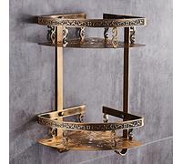 WLDZHNAR Étagère d'angle de douche murale en aluminium sculpté bronze antique pour rangement de bouteilles d'assaisonnement de cuisine antirouille à deux niveaux