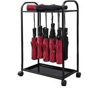 WLGDBXF Porte-Parapluie en Fer forgé avec 18 grilles et 10 Crochets, Porte-Parapluie Universel à Roue, Support de Rangement pour Cannes/bâtons de Marche