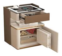 WLGDBXF Rustique Table de Chevet Table de Chevet Intelligente Coffre-Fort Table de Chevet intégrée à la Maison Anti-vol Chargement sans Fil Verrouillage des Empreintes digitales Solide