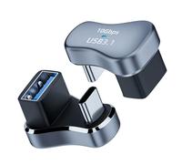 WLGQ Lot de 2 adaptateurs USB 3.1 Type-C vers USB-A, design discret en forme de U, données et charge de 10 Gbit/s pour smartphones, tablettes, Nintendo Switch de moins de 11 mm, gris