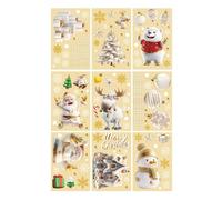WLH Alexanders Autocollants de Noël for fenêtre, 9 Feuilles, Père Noël et Flocons de Neige, Renne, Autocollants statiques en PVC for fenêtre, 2 pièces