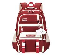 WLH Alexanders Cartables Sac à dos for adolescente, sac à dos for ordinateur portable for femme, collège, lycée, voyage et trajet for étudiante avec pendentif nuage Fournitures scolaires(Rot)