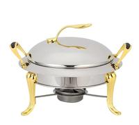 WLH Alexanders Chauffe Plat Chafing Dish Rond en Acier Inoxydable Chafer Roll Top Chafer for Restauration Buffet Ensemble Chauffant avec casseroles et Supports de Carburant(26CM)