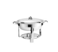 WLH Alexanders Chauffe Plat Réchaud Rond 4,5 l en Acier Inoxydable, poêles Profondes, Ensemble de Plats à réchaud, Buffet, Restauration, événements, fêtes, avec Support de Carburant(Silver,Steel lid)