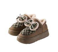 WLH Alexanders Chaussons bottines d'hiver for femmes, ornés d'un joli nœud, chauds et antidérapants, doublure peluche. Bottes(Dark Green,41)