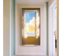 WLH Alexanders Fausse fenêtre murale tropicale d'été, plage, soleil, mer, paysage de bord de mer, for salle de bain, maison, chambre à coucher, décoration decoration murale(Color5,40 * 80cm)