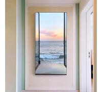 WLH Alexanders Fausse fenêtre murale tropicale d'été, plage, soleil, mer, paysage de bord de mer, for salle de bain, maison, chambre à coucher, décoration decoration murale(Color2,60 * 120cm)