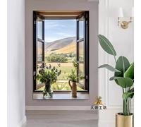 WLH Alexanders Images d'art mural avec vue sur fenêtre, paysage scénique imprimé, peintures de plantes vertes for salon et chambre à coucher decoration murale(Color5,60 * 80cm)